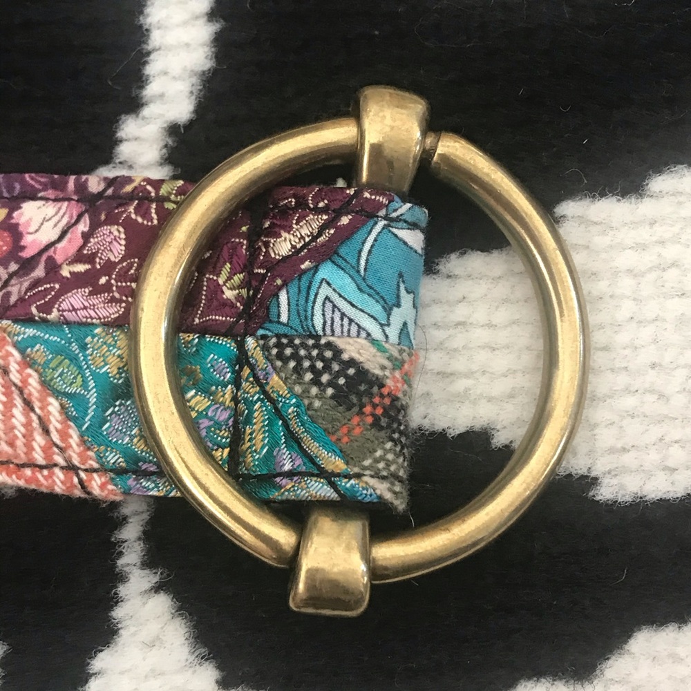 Boho Patchwork Quilted Solid Brass Buckle Cottage… - image 6